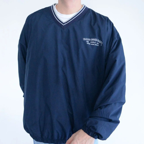 Hard Rock Cafe New Orleans Vintage Navy Pullover Windbreaker - Picture 1 of 9